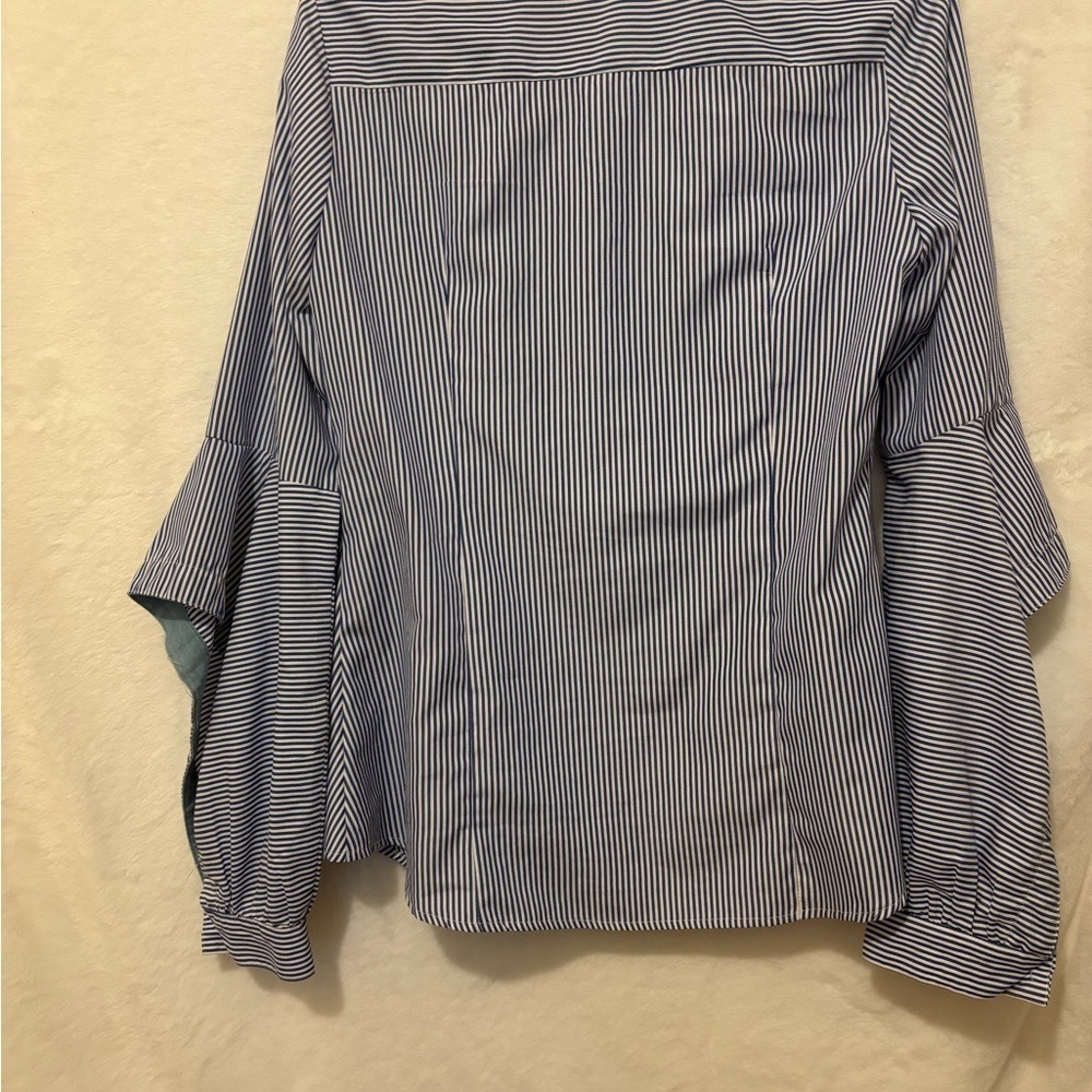 Blue and White Striped Button-Up Shirt - Picture 4 of 5